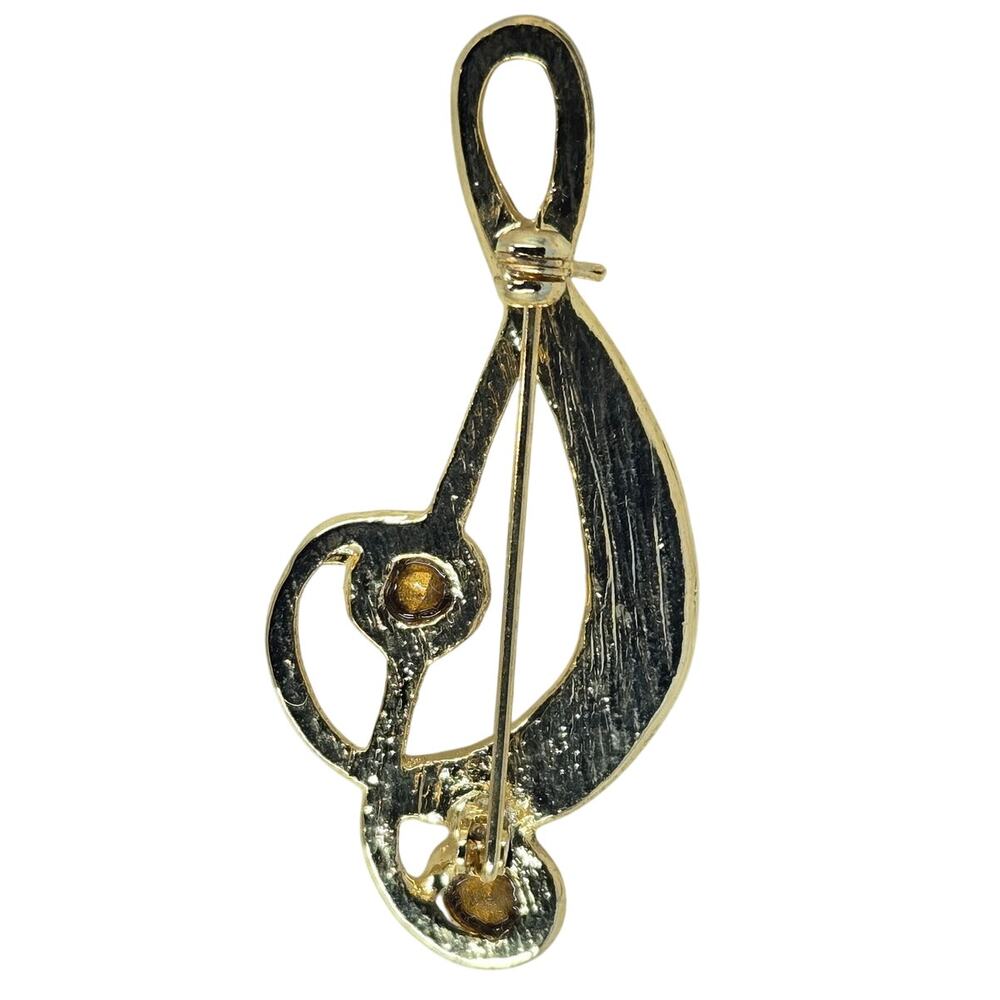 Vintage Bedazzled Gold G-Clef Music Brooch/Pin - Picture 2 of 5